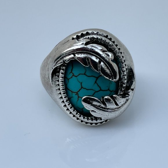 Ring Silver Tone Fashion Turquoise Fashion Stone - Picture 2 of 9